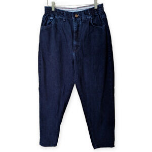 Vintage Dark Wash Cotton Baggy High Waist Tapered Jeans Size 12P Mom